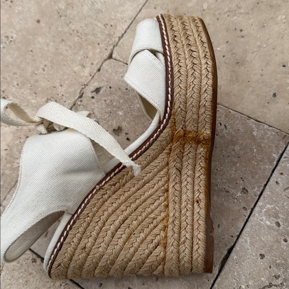Tory Burch Cream Espadrille Wedges - Picture 6 of 8